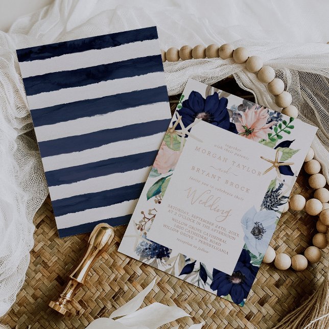 Modern Nautical Floral | Rose Gold Foil Wedding (Creator Uploaded)