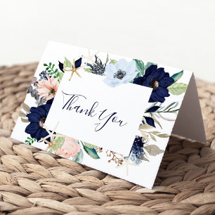 Modern Nautical Floral Thank You Card