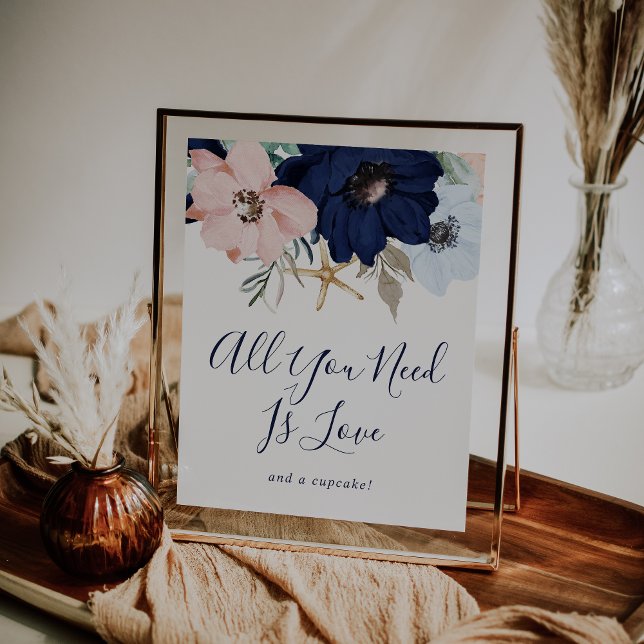 Modern Nautical | Floral Wedding Cupcake Sign (Creator Uploaded)