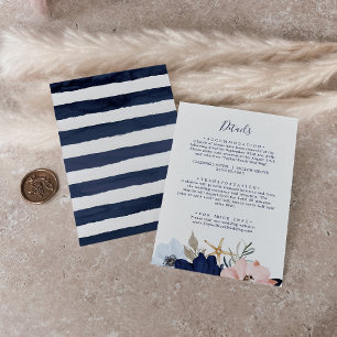 Modern Nautical   Floral Wedding Details Enclosure Card