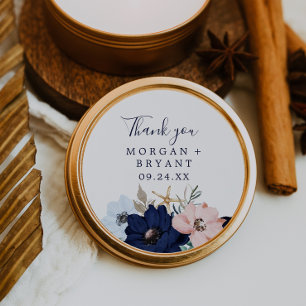 Modern Nautical Floral Wedding Favour Sticker