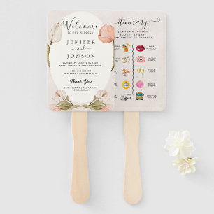 Modern Nautical Floral Wedding Program Hand Fan