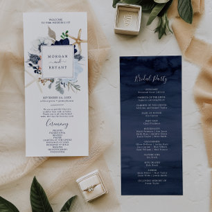 Modern Nautical Floral Wedding Program Programme