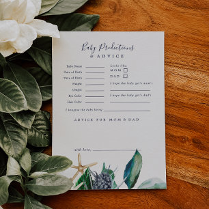 Modern Nautical   Greenery Baby Predictions & Advice Card