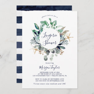 Modern Nautical Greenery Lingerie Shower Invitation