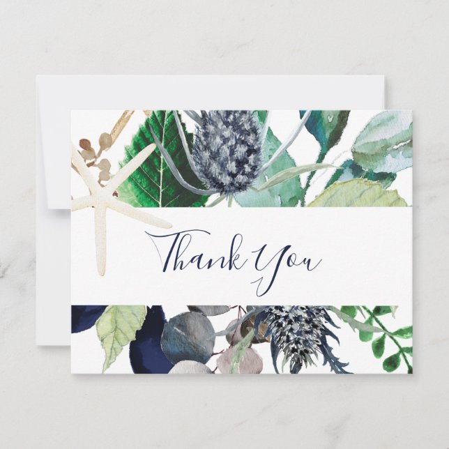 Modern Nautical | Greenery Thank You Card (Front)