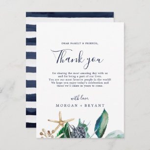 Modern Nautical Greenery Thank You Reception Card