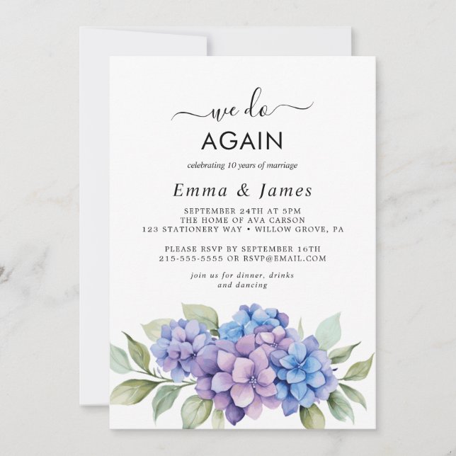 Modern Nautical | Greenery "We Do Again" Vow  Invitation (Front)
