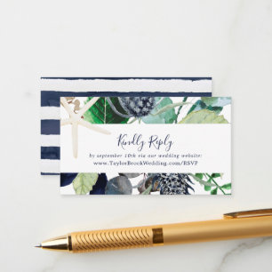 Modern Nautical Greenery Wedding Website RSVP Enclosure Card