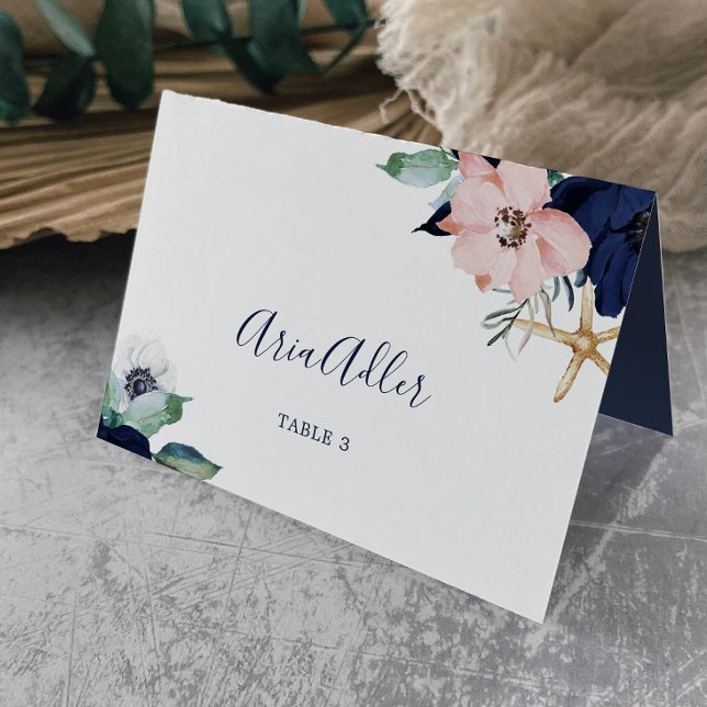 Modern Nautical Guest Name Wedding Place Card (Creator Uploaded)