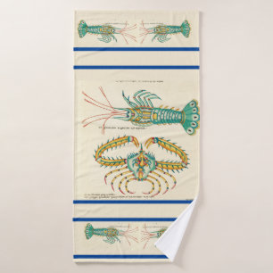 Modern Nautical Lobster Bathroom Ocean Blue Bath  Towel Set