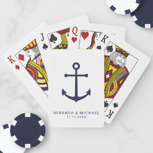 Modern Nautical Navy Blue Anchor Wedding Favour Playing Cards