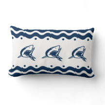 Modern Nautical Navy Blue and white Shark