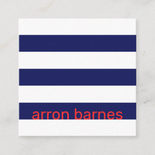 Modern Nautical Navy Blue Striped Square Business Card