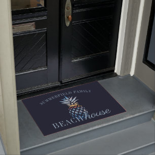 Modern Nautical Personalised Beach House Family Doormat