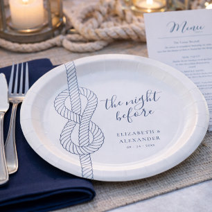 Modern Nautical Rope Rehearsal Dinner Wedding Paper Plate