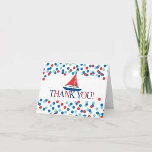 Modern Nautical Sailboat Boy Baby Shower Thank You