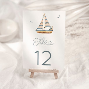 Modern Nautical Sailboat Table Number