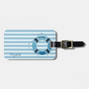 Modern Nautical Sailor Lifebelt,Stripes Luggage Tag