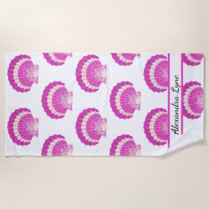 Modern Nautical Seashell Pink Shell Beach  Towel