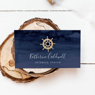 Modern Nautical   Ship Helm Business Card