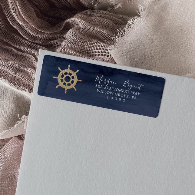 Modern Nautical | Ship Helm Return Address Label (Creator Uploaded)