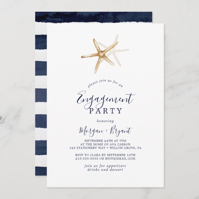 Modern Nautical | Starfish Engagement Party Invitation (Front/Back)
