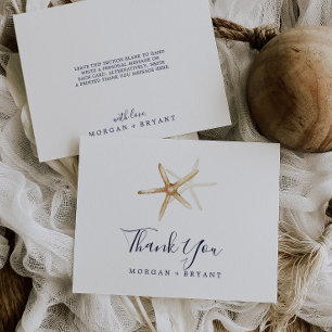 Modern Nautical   Starfish Flat Thank You Card