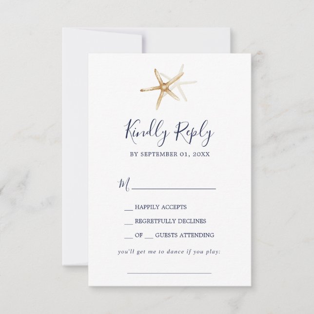 Modern Nautical | Starfish Song Request RSVP Card (Front)
