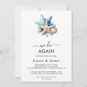 Modern Nautical   Starfish "We Still Do" Vow Renew Invitation