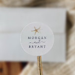 Modern Nautical | Starfish Wedding Envelope Seals<br><div class="desc">These modern nautical starfish wedding envelope seals are perfect for a cruise or beach wedding. The simple design features gold starfish. Personalise the label with the names of the bride and groom.</div>