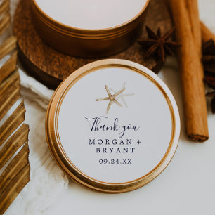 Modern Nautical Starfish Wedding Favour Sticker