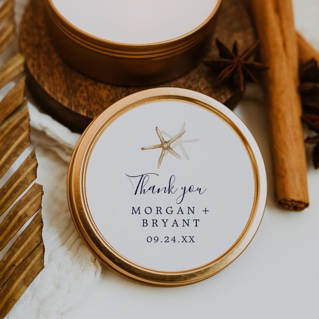 Modern Nautical | Starfish Wedding Favour Sticker (Creator Uploaded)