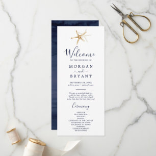 Modern Nautical   Starfish Wedding Program Programme