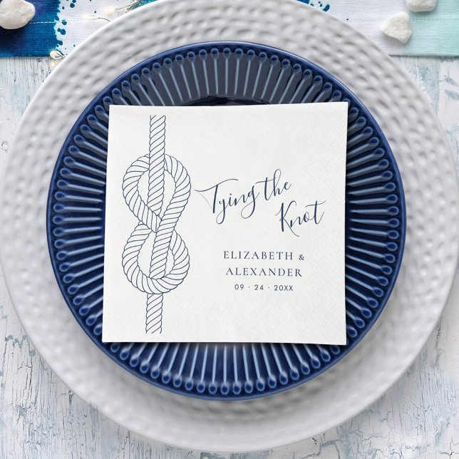 Modern Nautical Tying The Knot Wedding Napkin (Creator Uploaded)