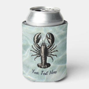 Modern Nautical vintage Lobster Personalised Can Cooler