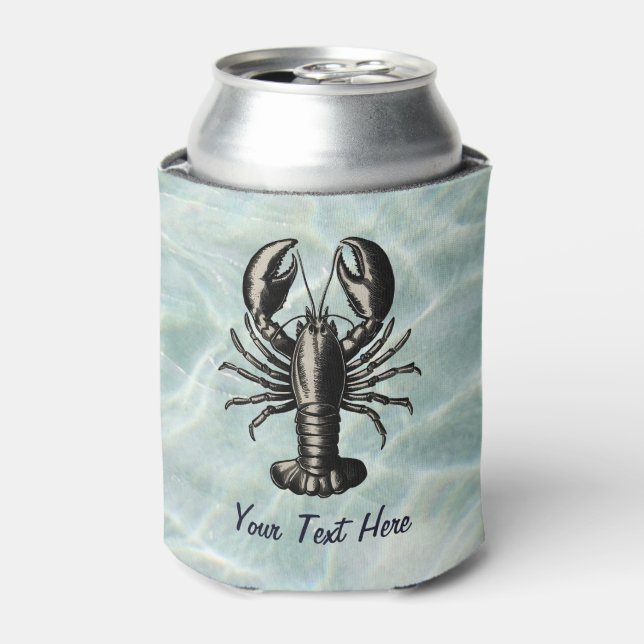  Modern Nautical vintage Lobster Personalised  Can Cooler (Can Front)