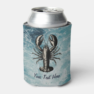 Modern Nautical vintage Lobster Personalised Can Cooler