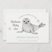 Modern Nautical Watercolor Seal Ocean Birth Stats