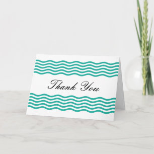 Modern Nautical Waves Pattern Thank You Card