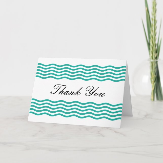 Modern Nautical Waves Pattern Thank You Card (Front)