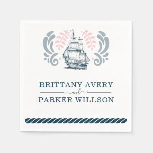 Modern Nautical Wedding Boat Napkin