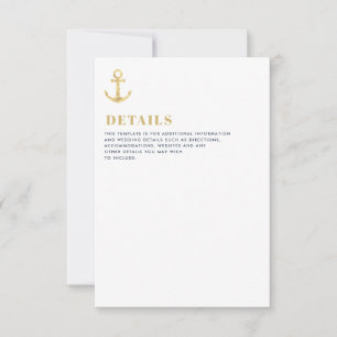 modern nautical wedding details card