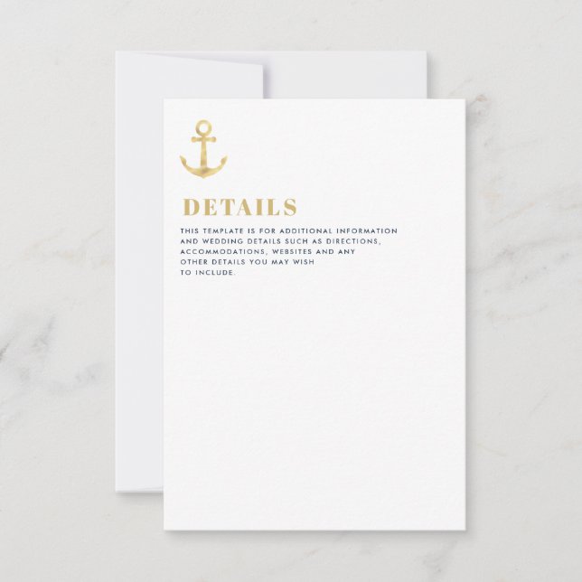 modern nautical wedding details card (Front)