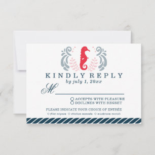 Modern Nautical Wedding Meal Choice RSVP Card