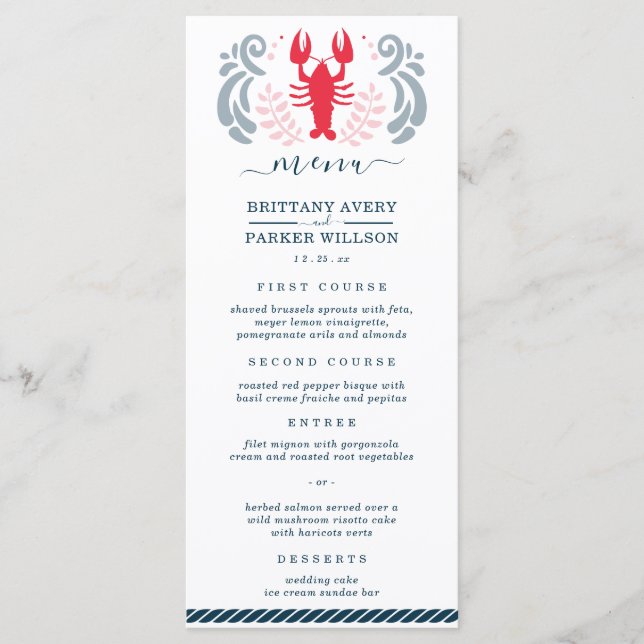 Modern Nautical Wedding Menu (Front)