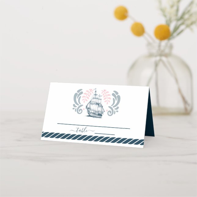 Modern Nautical Wedding Place Card (Front)