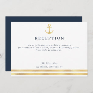 modern nautical wedding reception card