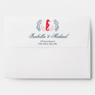 Modern Nautical Wedding Seahorse Envelope