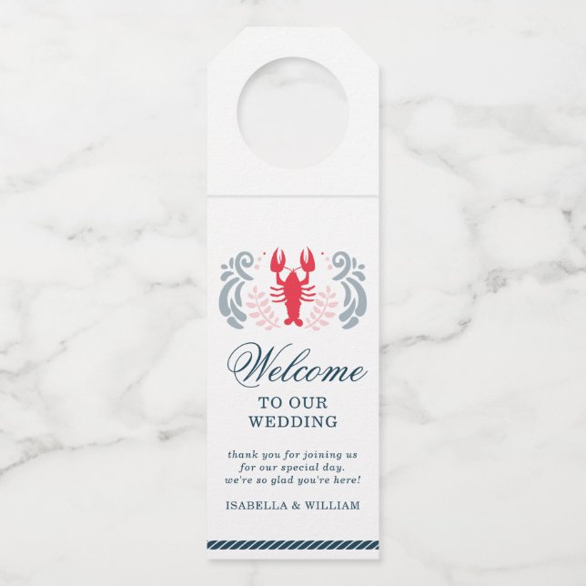 Modern Nautical Welcome Wedding Bottle Tag (Front)
